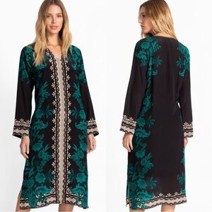 Johnny Was Silk Button Front Midi Dress | Size XS | NWT | Floral Boho Luxe